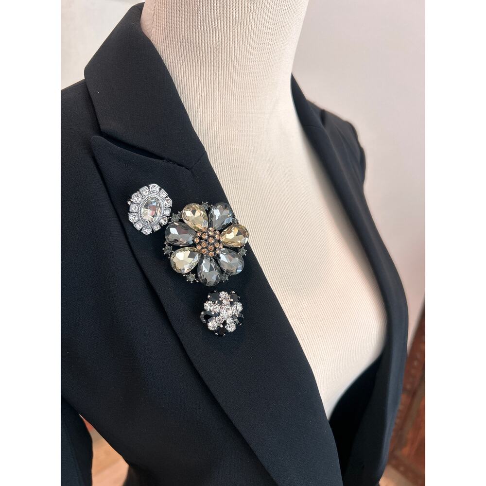 Cinq à Sept Roxie Blazer Rare Size 00 Black Ivory Lace NWT orig $695 - Picture 2 of 8